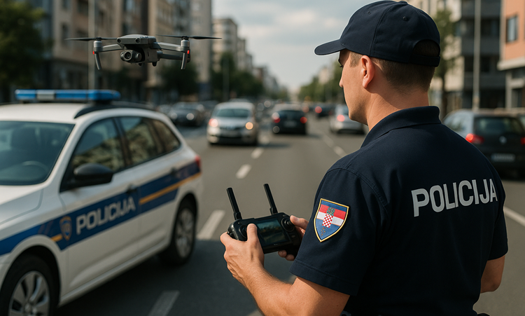 Полициски дронови во голема акција за контрола на сообраќајот во Хрватска - илустрација креирана со ВИ